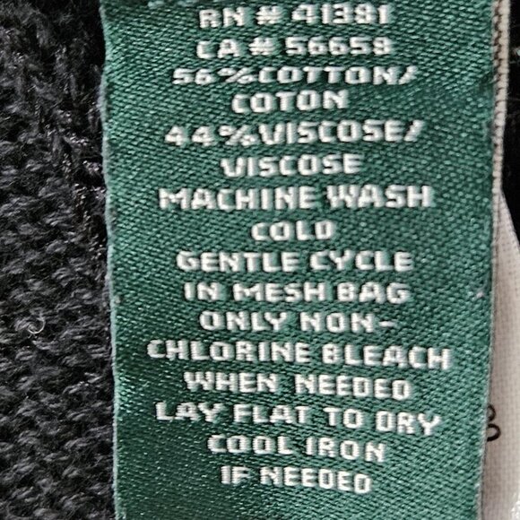 Lauren Ralph Lauren Cardigan Womens 1X Black Open Cable Knit Dolman 3/4 Sleeve - Picture 11 of 15